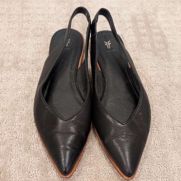 FRYE Kenzie Slingback Flats Black with Brown Base - Women's sz 7 - Picture 6 of 6